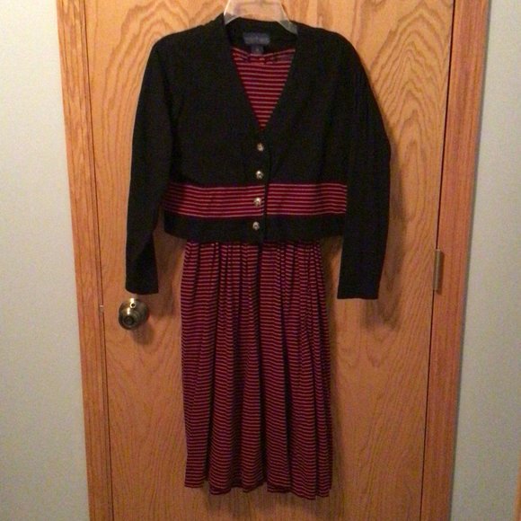 Herman Geist Dresses & Skirts - Herman Geist - Black and red striped dress with matching black jacket